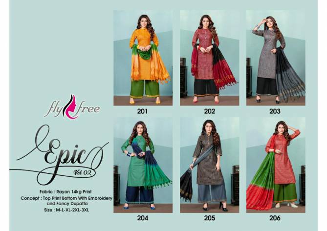 Fly Free Epic 2 Fancy Festive Wear Rayon Printed Ready Made Salwar Suit Collection